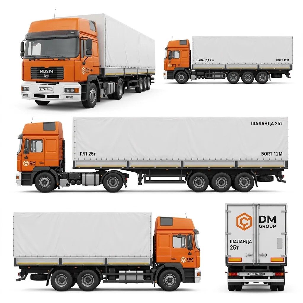 Шаланда г/п 25т, борт 12м, MAN F2000 тент