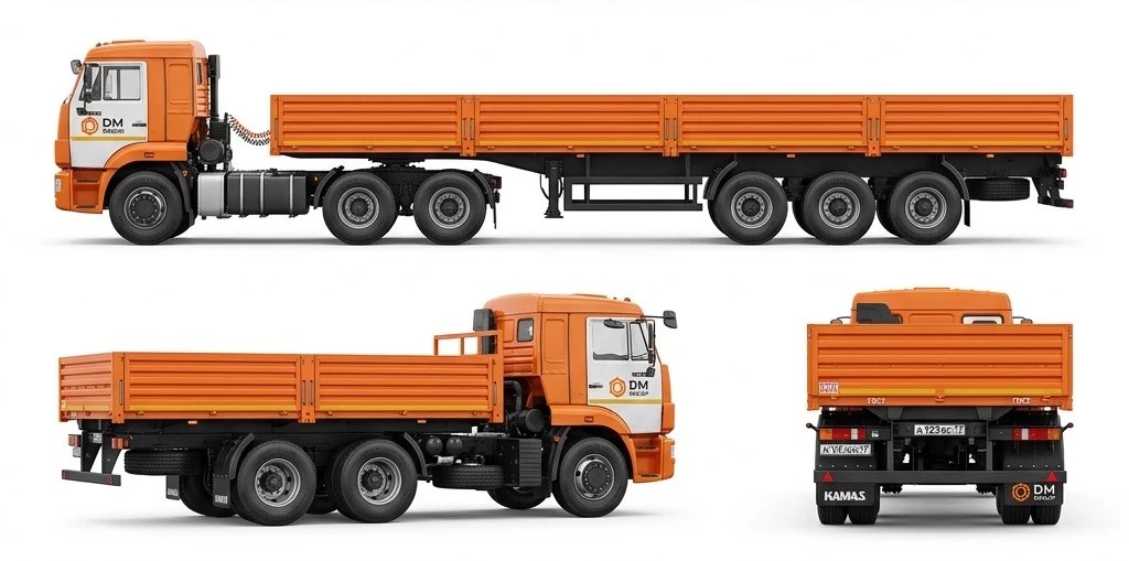 Шаланда г/п 25т, борт 12м, Камаз 65116