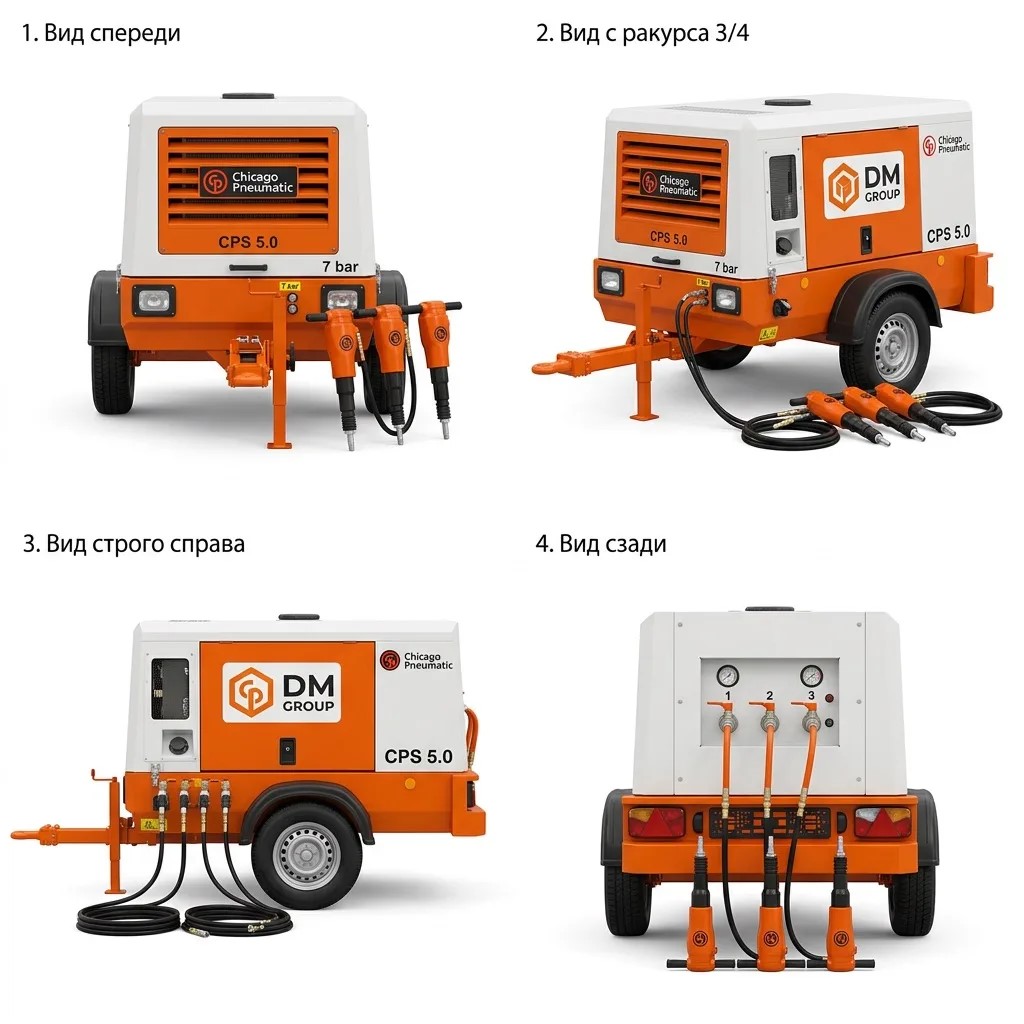 Компрессор 7 бар, 3 молота, Chicago Pneumatic CPS 5.0