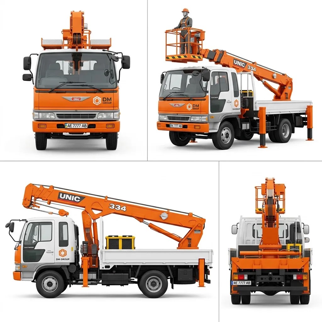 Манипулятор с люлькой Unic 334, Hino Ranger 5/3