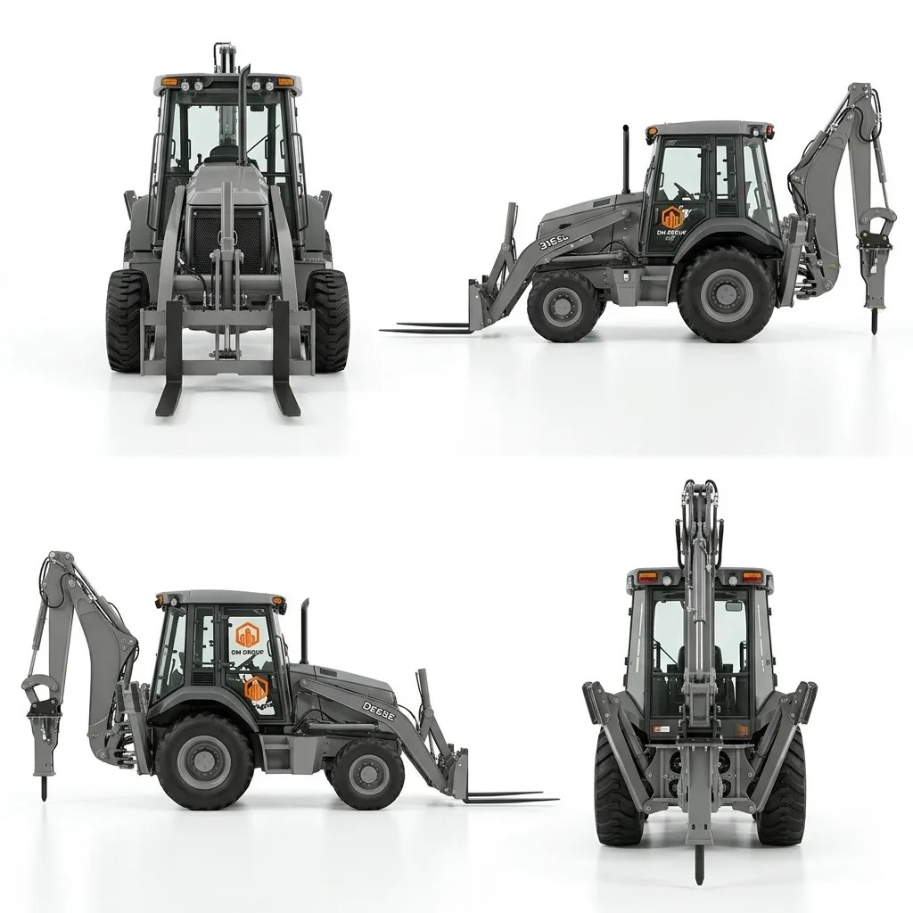 Экскаватор-погрузчик John Deere 315SL, гидромолот, вилы
